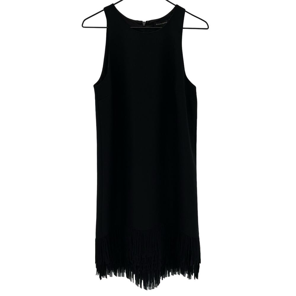 Banana Republic women’s black fringe hem mini seith dress